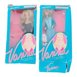 Lot of 2 Vintage 1990 Vanna White Fashion Doll with Dress & Accessories